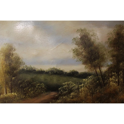 16 - A PAIR OF GILT FRAMED OIL ON CANVAS RURAL SCENES - H 29.5 CM W 60 CM