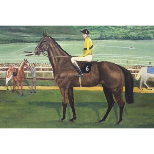 2 - A LARGE FRAMED OIL ON CANVAS PORTRAIT OF THE RACEHORSE ARKLE - H 70 CM W 90 CM