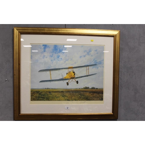 20 - A SIGNED LIMITED EDITION FRAMED AND GLAZED PRINT OF A BI-PLANE ENTITLED 'HAPPY DAYS'BY GERALD COULSO... 