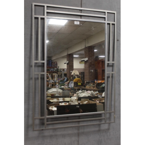 22 - A METAL FRAMED MIRROR - OVERALL H 95.5 CM