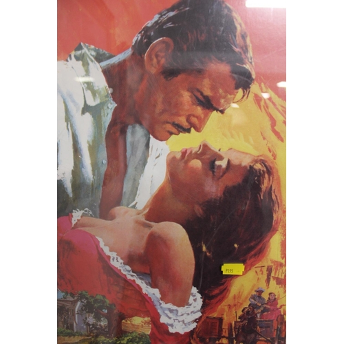 32 - A VINTAGE FRAMED FILM POSTER FOR 'GONE WITH THE WIND' - H 69 W 49 CM