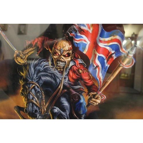 35 - A FRAMED AND GLAZED IRON MAIDEN ADVERTISING POSTER FOR 'MAIDEN ENGLAND '88' DVD RELEASE - H 68 CM W ... 