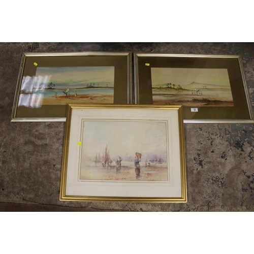 43 - A PAIR OF FRAMED AND GLAZED MIDDLE EASTERN WATERCOLOURS SIGNED H.S.LYNTON LOWER LEFT - h 25 CM W 47 ... 