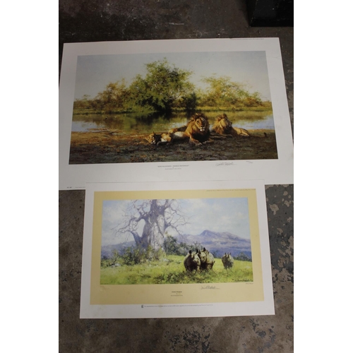 44 - SOLOMON & WHITEHEAD SIGNED LIMITED EDITION DAVID SHEPHERD RHINO PRINT ENTITLED RHINO REVERIE TOGETHE... 