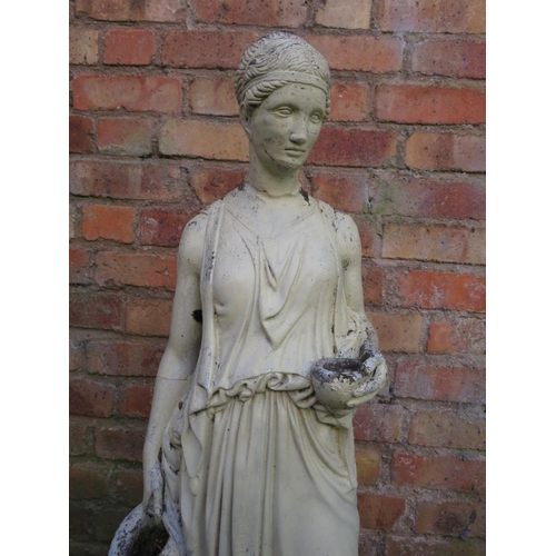 504 - A CONCRETE GARDEN FIGURINE OF HEBE - H 104 CM