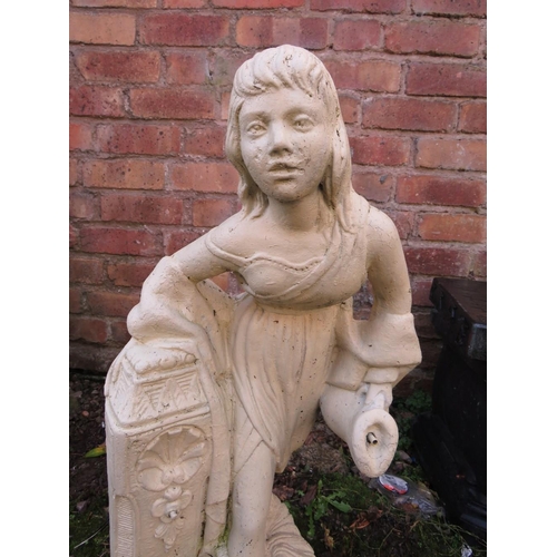 505 - A CONCRETE GARDEN FIGURE OF A WATER CARRIER - H 72 CM