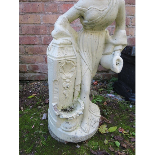 505 - A CONCRETE GARDEN FIGURE OF A WATER CARRIER - H 72 CM