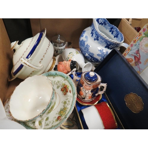 51 - A TRAY OF ASSORTED CHINA AND CERAMICS TO INCLUDE COALPORT, ROYAL DOULTON, MINTON ETC