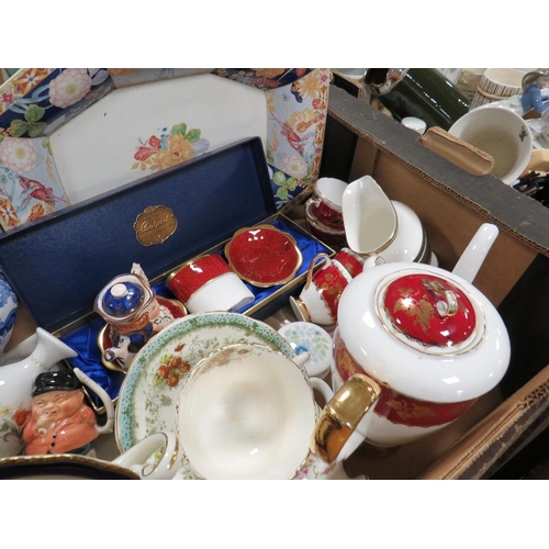 51 - A TRAY OF ASSORTED CHINA AND CERAMICS TO INCLUDE COALPORT, ROYAL DOULTON, MINTON ETC