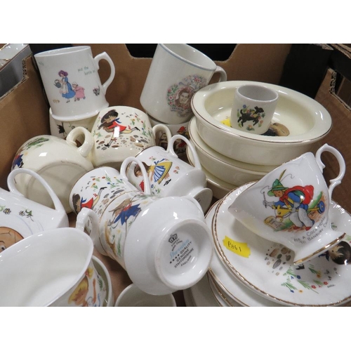 53 - A BOX OF ASSORTED NURSERY WARE CERAMICS COMPRISING TEAWARE, DISHES ETC