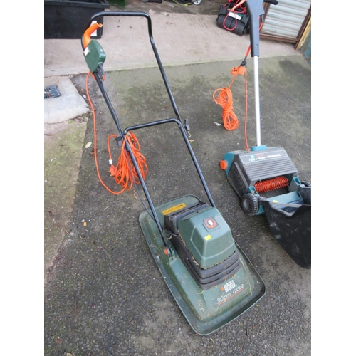 541 - A BLACK & DECKER GX302 HOVER MOWER WITH A LR400 LAWN RAKER