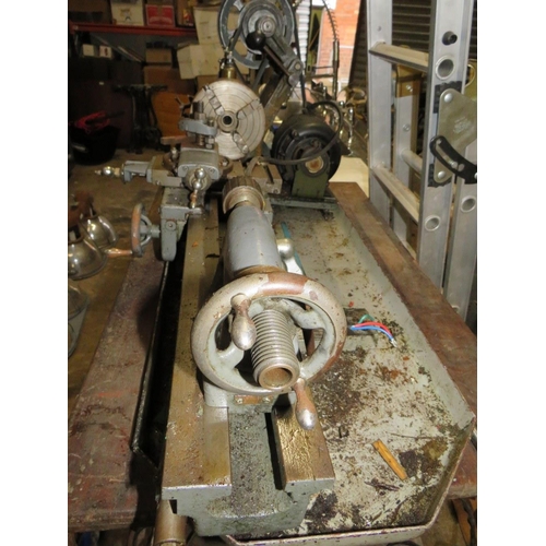 558 - A MYFORD BENCH TOP METALWORKING LATHE WITH SWARF TRAY