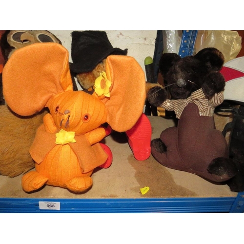 568 - A SELECTION OF HAND MADE PLUSH TOYS