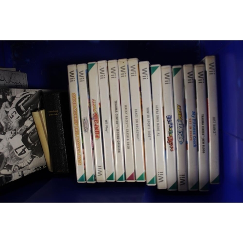 107 - A TRAY OF ASSORTED NINTENDO Wii GAMES, GAMEZONE ARCADE CLASSIC GAME AND A SELECTION OF EPHEMERA, PIC... 