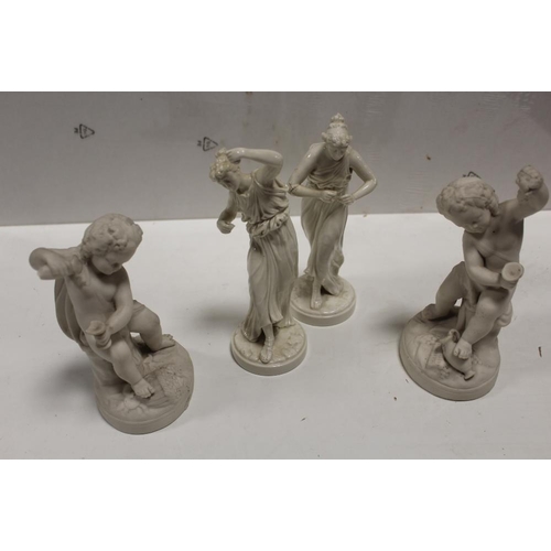 136 - A TRAY OF ASSORTED FIGURINES TO INCLUDE CERAMIC EXAMPLES, A BRONZED EFFECT GOLFING FIGURE ETC