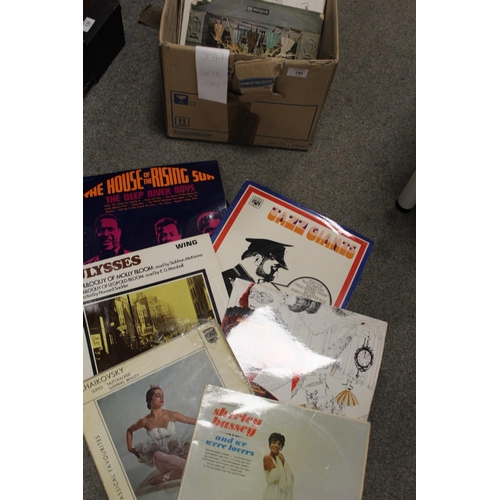 140 - A BOX OF ASSORTED LP RECORDS TO INC CRYSTAL GAYLE, HENRI MANCINI, PAUL ANKA, ETC