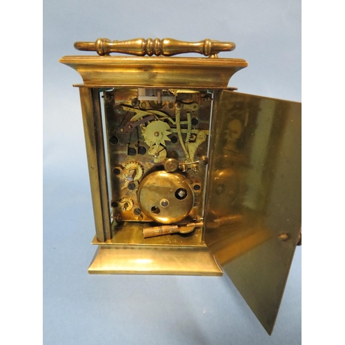 174 - A 20TH CENTURY BRASS CASED DUTCH REPEATER CARRIAGE CLOCK