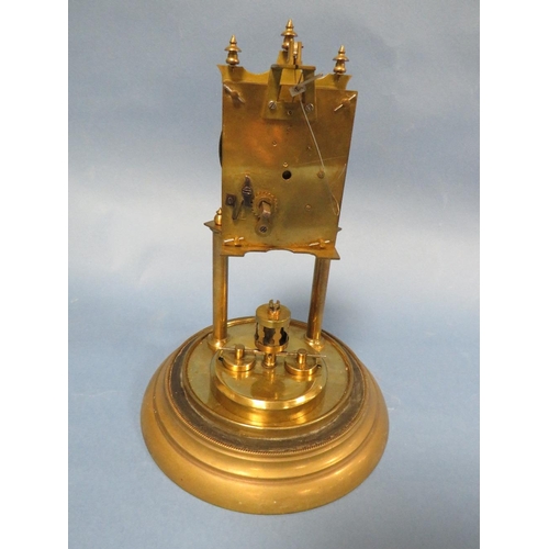 178 - A DOMED BRASS MANTEL CLOCK - A/F