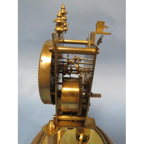 178 - A DOMED BRASS MANTEL CLOCK - A/F