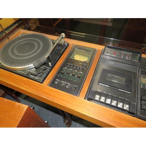 614 - A RETRO DYNATRON STEREO DECK WITH GARRARD 35SB TURNTABLE AND SPEAKERS