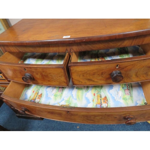 618 - A 19TH CENTURY MAHOGANY BOW-FRONTED FIVE DRAWER CHEST W-114 CM