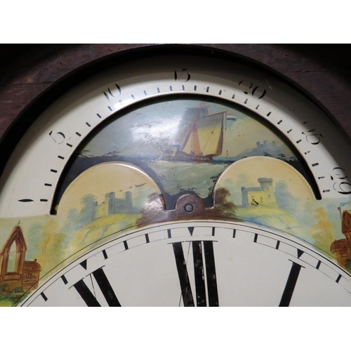 626 - A 19TH CENTURY OAK AND MAHOGANY EIGHT DAY LONGCASE CLOCK WITH MOON ROLL MECHANISM - MAKER W.HINKLEY ... 