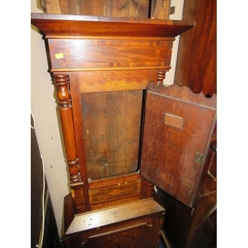 626 - A 19TH CENTURY OAK AND MAHOGANY EIGHT DAY LONGCASE CLOCK WITH MOON ROLL MECHANISM - MAKER W.HINKLEY ... 