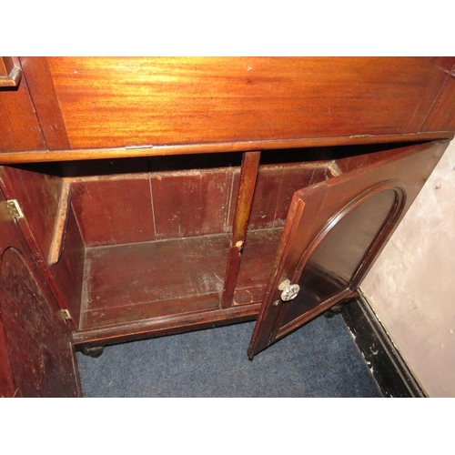 627 - A 19TH CENTURY GLAZED BOOKCASE WITH SECRETAIRE TYPE DRAWER W-100 CM