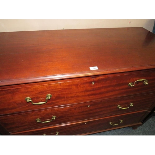 629 - A LARGE 19TH CENTURY MAHOGANY THREE DRAWER CHEST W-130 CM