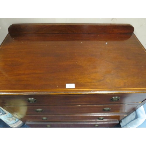 633 - AN EDWARDIAN MAHOGANY INLAID FOUR DRAWER CHEST W-92 CM