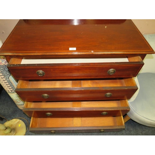 633 - AN EDWARDIAN MAHOGANY INLAID FOUR DRAWER CHEST W-92 CM