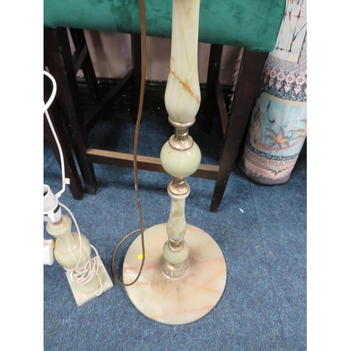 639 - AN ONYX STANDARD LAMP AND A TABLE LAMP (2)