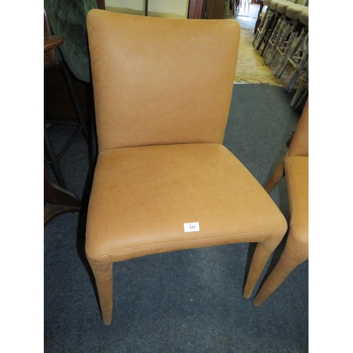 645 - A PAIR OF MODERN BROWN SUEDE EFFECT CHAIRS