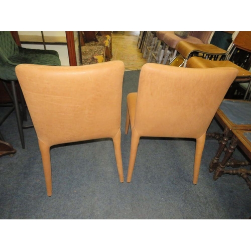 645 - A PAIR OF MODERN BROWN SUEDE EFFECT CHAIRS