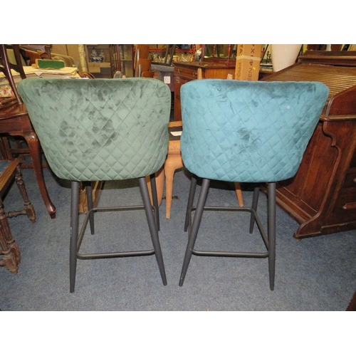 647 - A MODERN HARLEQUIN PAIR OF UPHOLSTERED STOOLS (2)