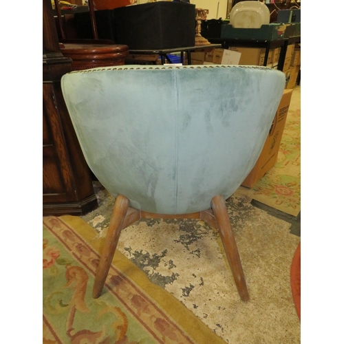 649 - A MODERN TEAL UPHOLSTERED TUB ARMCHAIR