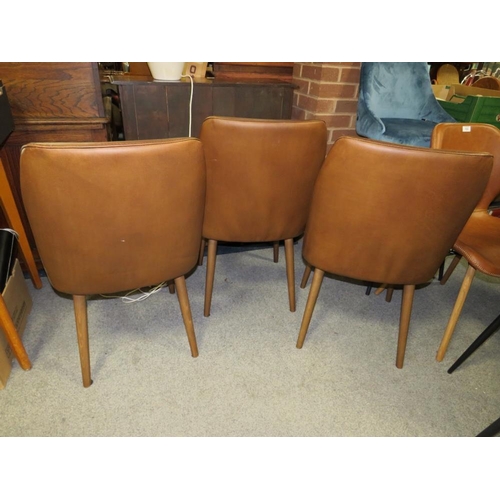 651 - THREE MODERN BROWN LEATHER STYLE CHAIRS