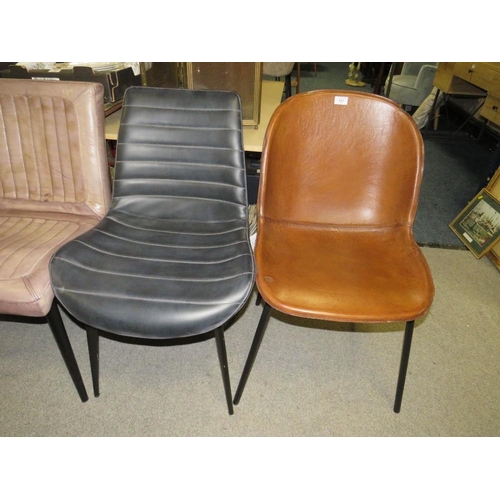 657 - A MIXED SET OF SIX LEATHER STYLE DINING CHAIRS