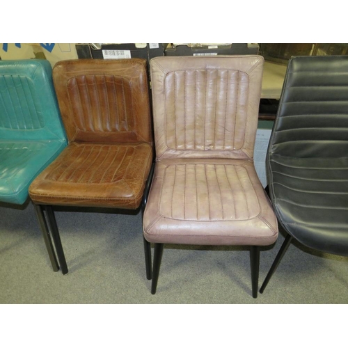 657 - A MIXED SET OF SIX LEATHER STYLE DINING CHAIRS