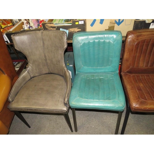 657 - A MIXED SET OF SIX LEATHER STYLE DINING CHAIRS