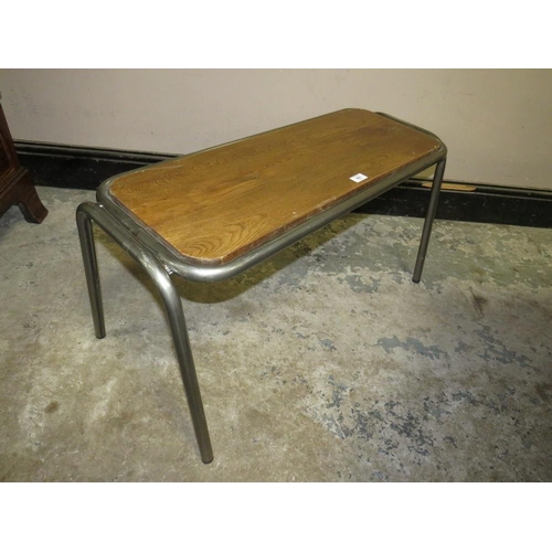 661 - A MODERN INDUSTRIAL METAL / WOODEN STOOL, L 90 CM