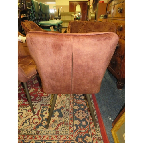 665 - A MODERN SET OF FIVE BROWN UPHOLSTERED DINING CHAIRS