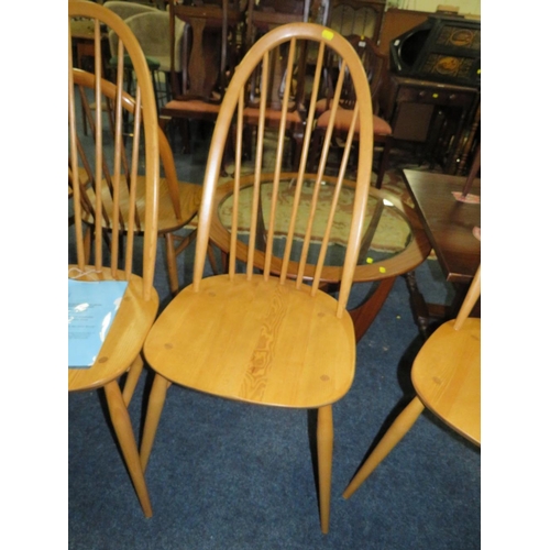 667 - A SET OF FOUR ERCOL QUAKER DINING CHAIRS