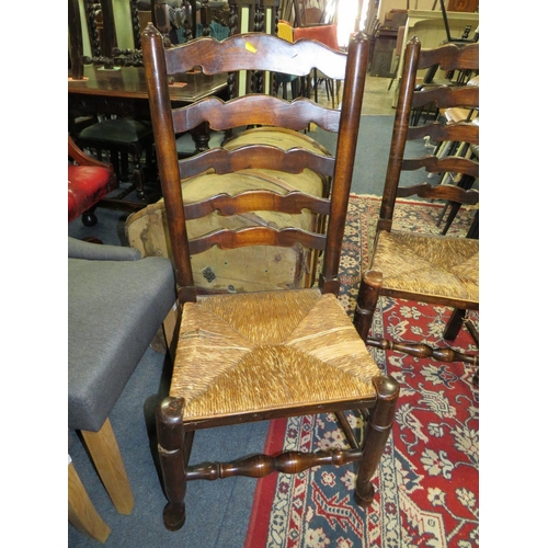 678 - A SET OF FOUR OAK WICKERSEAT DINING CHAIRS