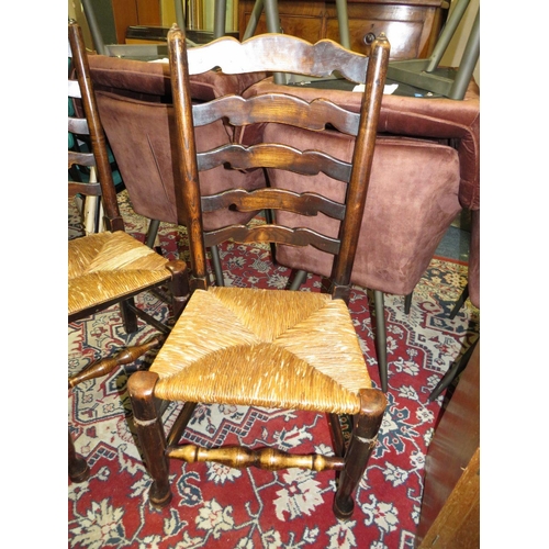 678 - A SET OF FOUR OAK WICKERSEAT DINING CHAIRS