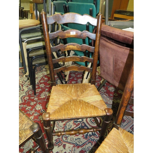 678 - A SET OF FOUR OAK WICKERSEAT DINING CHAIRS