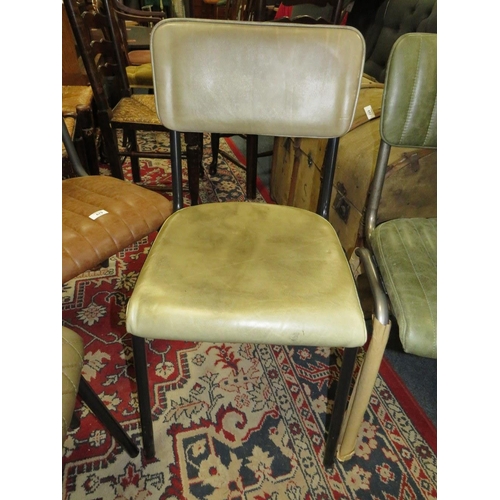 679 - A MIXED SET OF FIVE LEATHER DINING CHAIRS