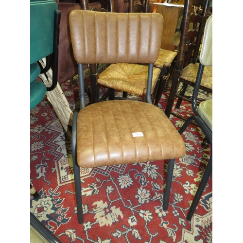 679 - A MIXED SET OF FIVE LEATHER DINING CHAIRS