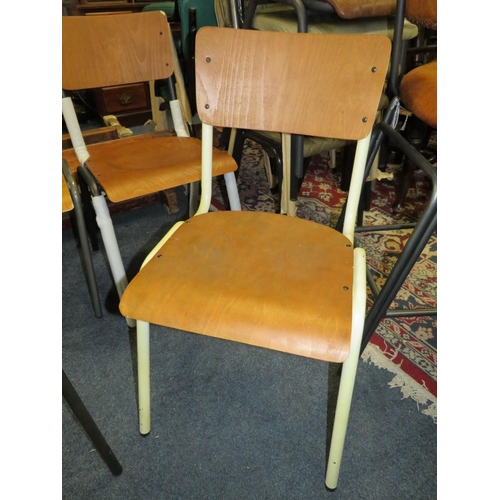 681 - A MIXED SET OF SIX INDUSTRIAL STYLE DINING CHAIRS