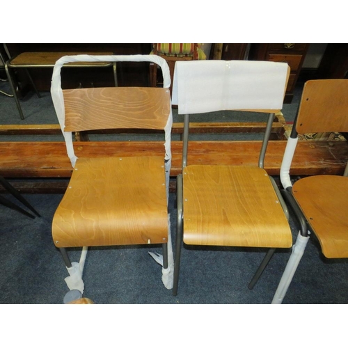 681 - A MIXED SET OF SIX INDUSTRIAL STYLE DINING CHAIRS